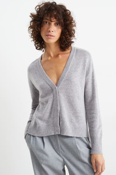 Women - Cardigan - wool blend - gray