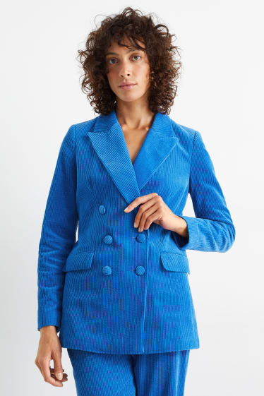 Damen - Oversized-Cord-Blazer - blau