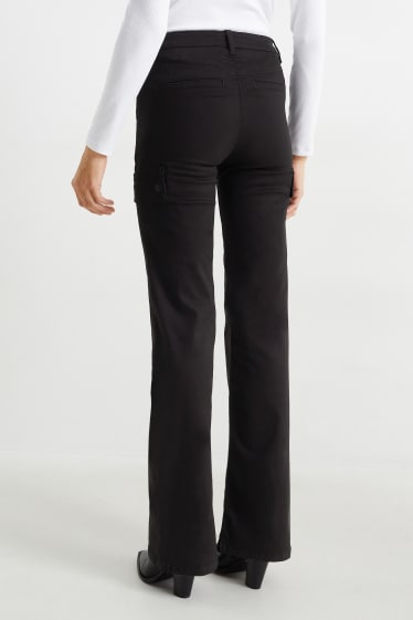 Kobiety - Spodnie materiałowe - wysoki stan - bootcut fit - czarny