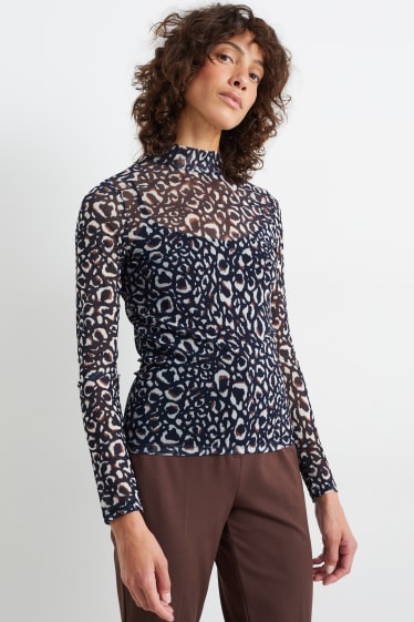 Mujer - Jersey de cuello vuelto - estampado - azul oscuro