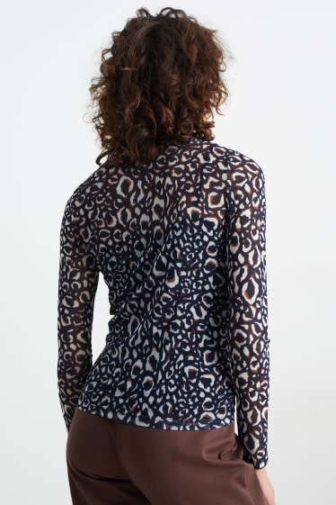 Mujer - Jersey de cuello vuelto - estampado - azul oscuro