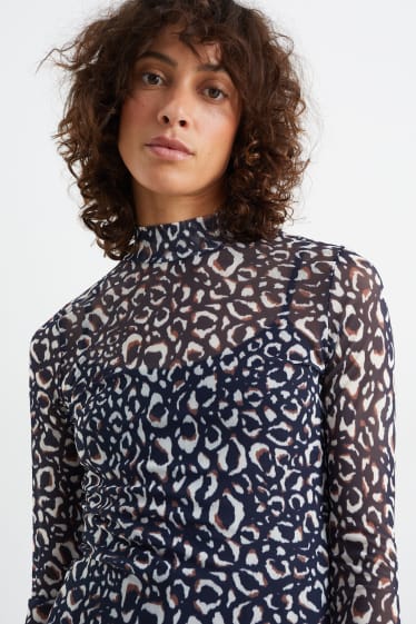 Mujer - Jersey de cuello vuelto - estampado - azul oscuro