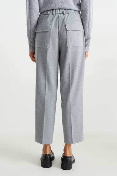 Donna - Pantaloni di stoffa - vita alta - tapered fit - grigio chiaro melange