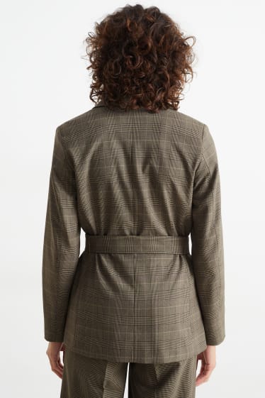 Femmes - Blazer - regular fit - à carreaux - beige