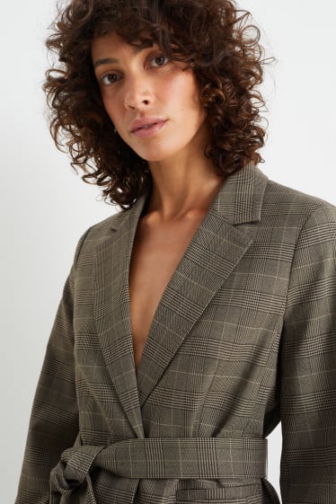 Dames - Blazer - relaxed fit - geruit - beige