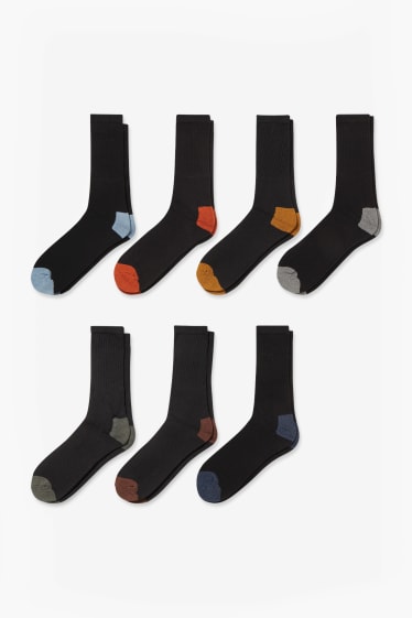 Hombre - Pack de 7 - calcetines de tenis - negro