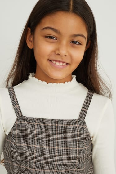 Kinder Mädchen - Set - Langarmshirt und Kleid - 2 teilig - beige