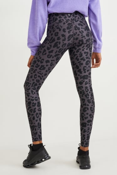 Damen - Leggings - gemustert - grau / schwarz