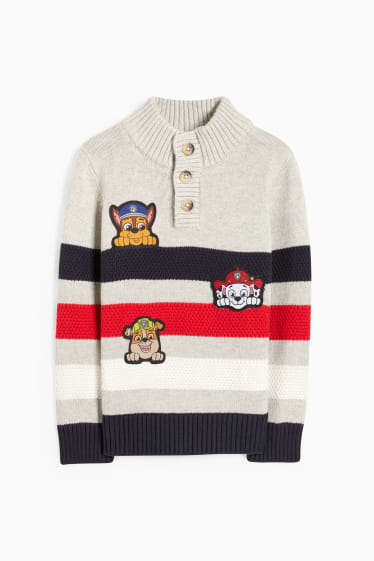 Enfants garçons - Pat’ Patrouille - pullover - à rayures - gris clair chiné