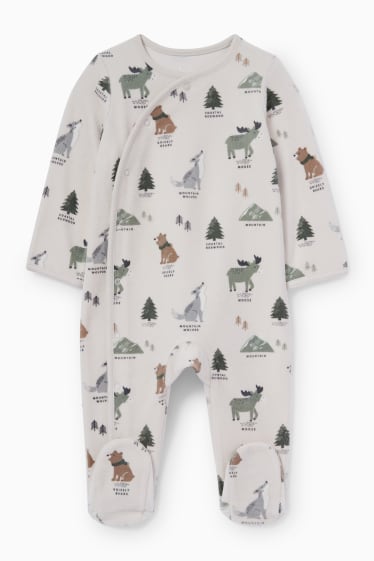 Babies - Woodland animals - baby sleepsuit - cremewhite