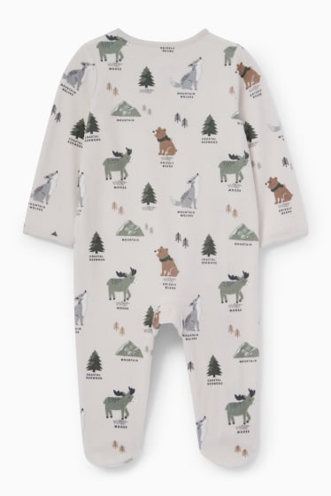 Babies - Woodland animals - baby sleepsuit - cremewhite