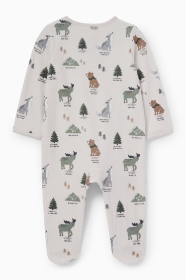 Babys - Bosdieren - babypyjama - crème wit