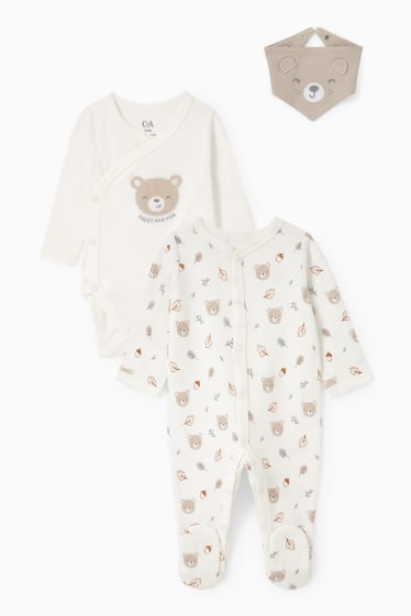 Unisex - Erstlings-Set - 3 teilig - schneeweiß