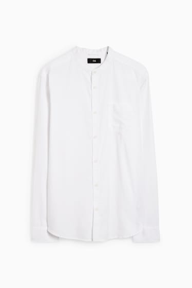 Men - Shirt - regular fit - band collar - white