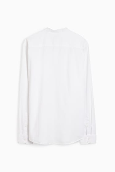 Men - Shirt - regular fit - band collar - white