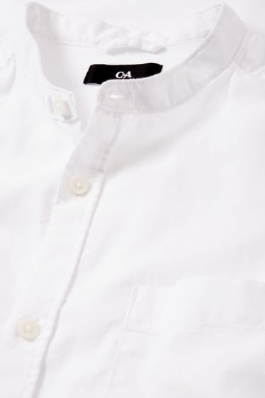 Heren - Overhemd - regular fit - opstaande kraag - wit