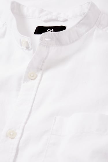 Men - Shirt - regular fit - band collar - white