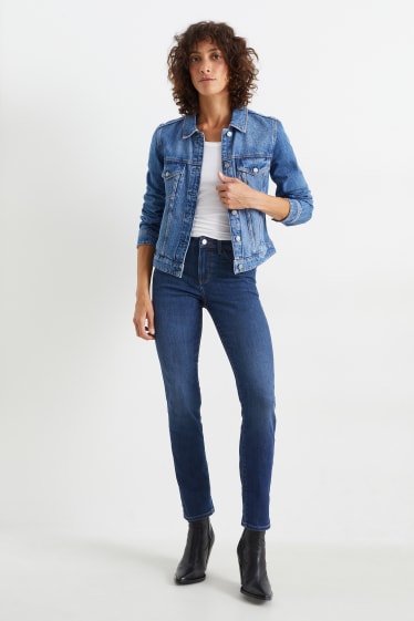 Women - Slim jeans - thermal jeans - mid-rise waist - blue denim