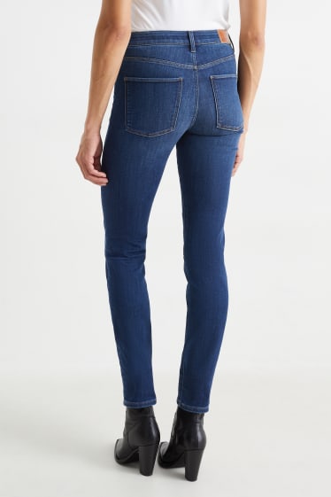 Women - Slim jeans - thermal jeans - mid-rise waist - blue denim
