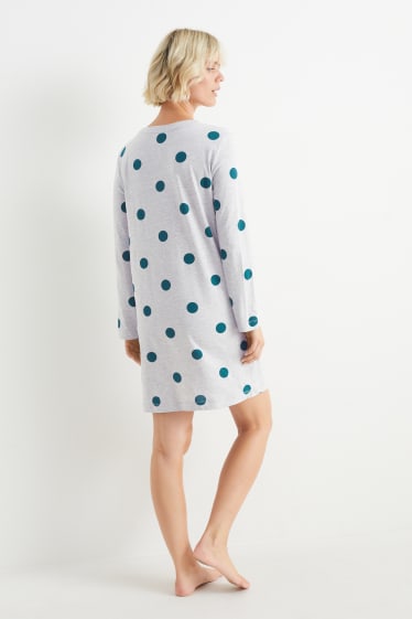 Donna - Camicia da notte - a pois - grigio chiaro melange