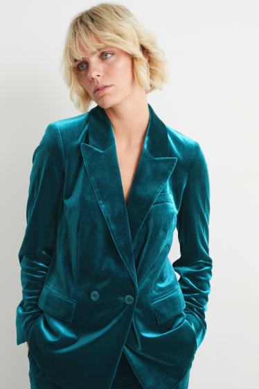 Donna - Blazer in velluto business - regular fit - verde scuro