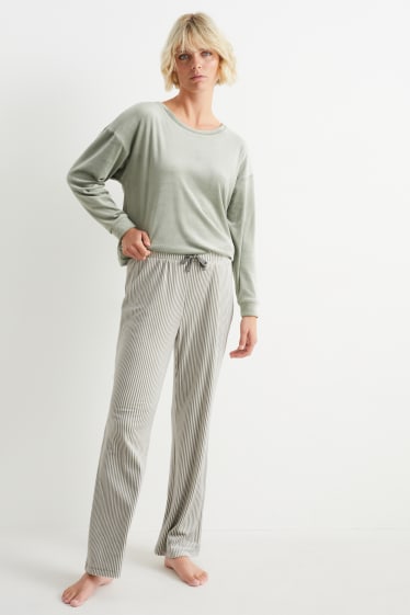 Dames - Winterpyjama van velours - groen