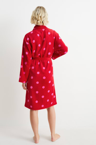 Women - Bathrobe - polka dot - red