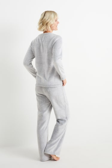 Damen - Weihnachts-Winterpyjama - HoHoHo - grau