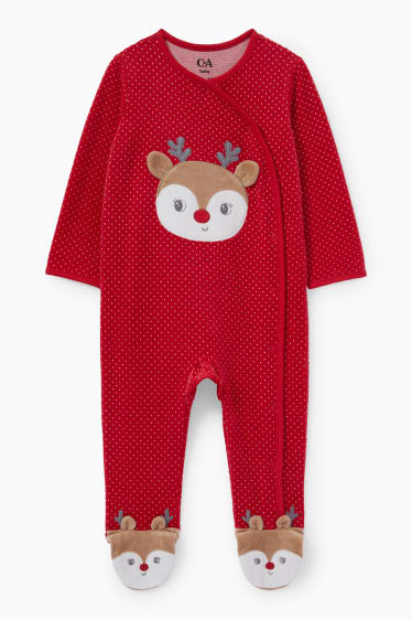 Bébés filles - Rodolphe - pyjama de Noël pour bébé - à pois - rouge