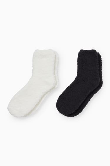 Dames - Set van 2 paar - sokken - wit / zwart
