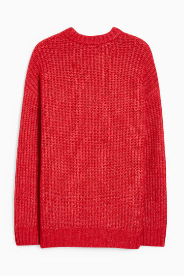 Damen - CLOCKHOUSE - Pullover - gerippt - dunkelrot