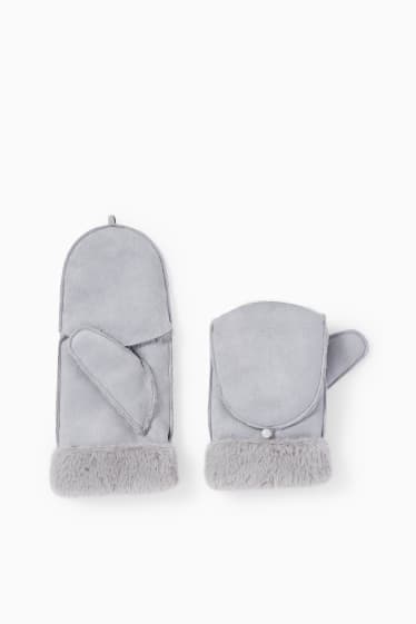 Donna - Muffole - similpelle scamosciata - grigio chiaro