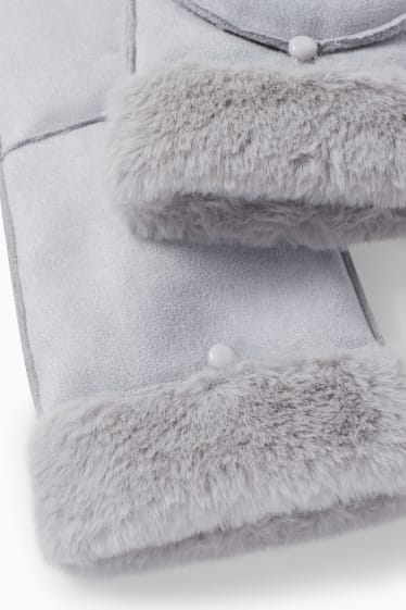 Donna - Muffole - similpelle scamosciata - grigio chiaro
