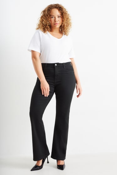 Dámské - Bootcut jeans - mid waist - černá