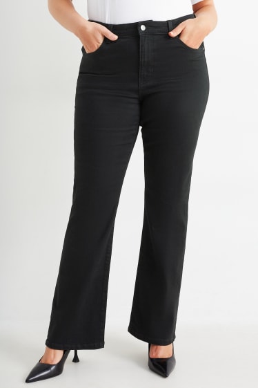 Damen - Bootcut Jeans - Mid Waist - schwarz