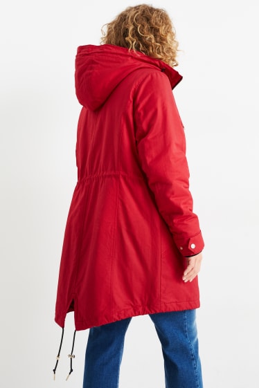 Dames - Parka met capuchon - rood