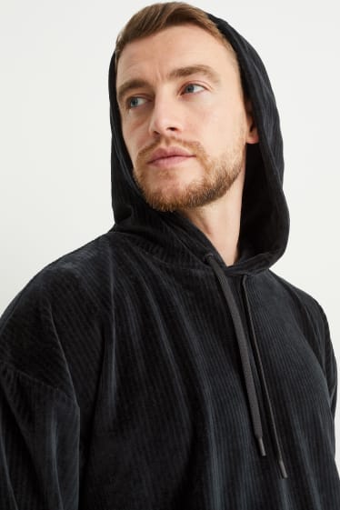 Hombre - Sudadera con capucha aterciopelada - negro