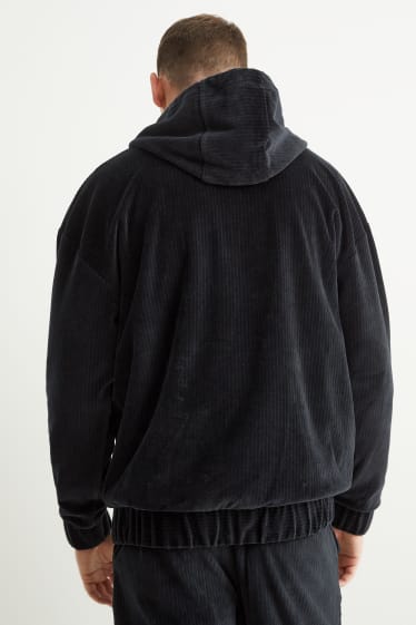 Heren - Fluwelen hoodie - zwart