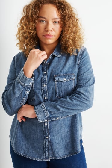 Women - Denim blouse - blue denim