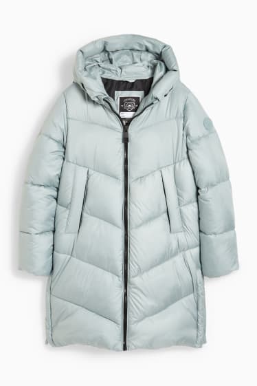 Dětské - Prošívaný kabát s kapucí - světle modrá