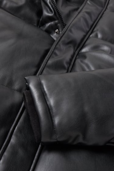 Bărbați - Jachetă matlasată - imitație de piele - negru