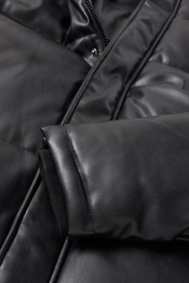 Herren - Steppjacke - Lederimitat - schwarz