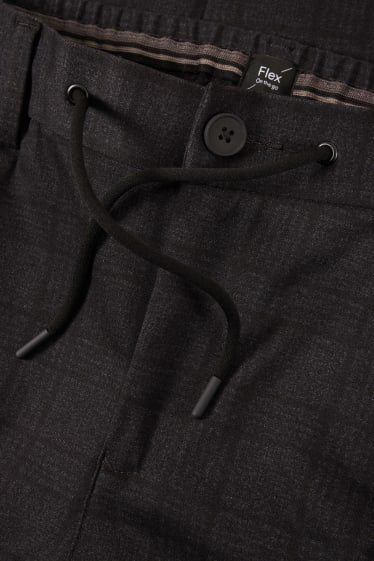 Pánské - Kalhoty - tapered fit - Flex - kostkované - černá
