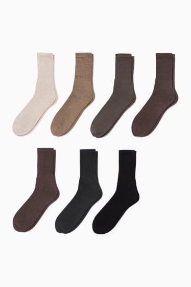 Hommes - Lot de 7 paires - chaussettes de travail - marron