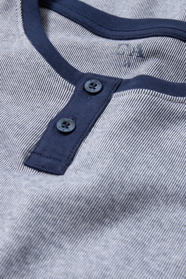 Heren - Thermo-onderhemd - gestreept - donkerblauw