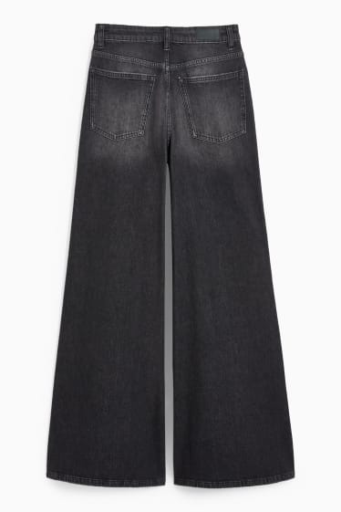 Women - CLOCKHOUSE - wide leg jeans - high waist - denim-dark gray