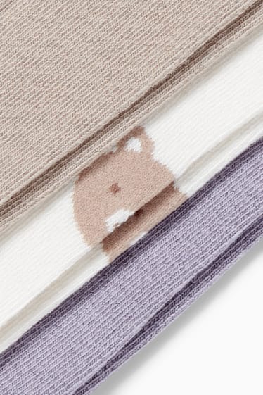 Babies - Multipack of 3 - teddy bear - baby tights - light violet
