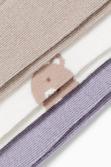 Bébés - Lot de 3 - ourson - collants bébé - violet clair