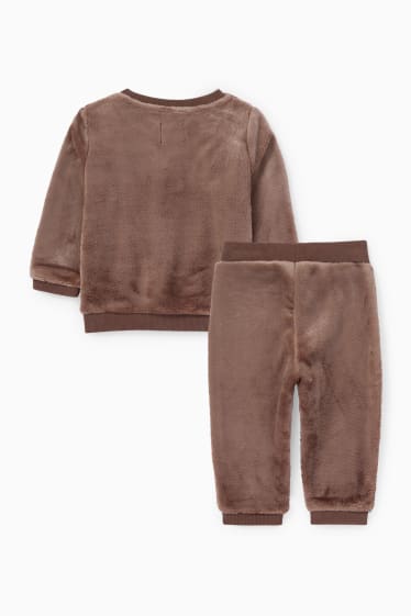 Babies - Teddy bear - baby thermal outfit - 2 piece - brown