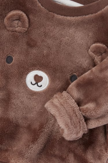 Babies - Teddy bear - baby thermal outfit - 2 piece - brown